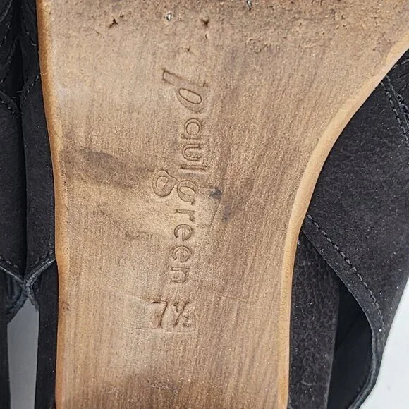 PAUL GREEN Cheri Black Nubuck Leather Slingback Sandals Heel - Picture 12 of 13